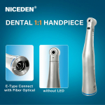 NICEDEN Dental 1:1 LED Fiber Optic Handpiece Internal Water Spray Contra Angle Push Button Chuck Blue Ring Low Speed Handpiece Without Led