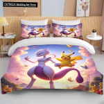 10 dydžių Pokemon Mewtwo spausdintas patalynės komplektas animacinis anime antklodės užvalkalas antklodei pagalvės užvalkalas berniukams mergaitėms vaikams suaugusiems karali&scaron;ko dydžio dovana 140x200cm 3pcs