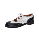 Madingi moteri&scaron;ki tikros odos Oxford batai Apvalus priekis Juodi Balti Moteri&scaron;ki Batrai&scaron;čiai Brogues Mėgstamiausi Laisvalaikio Batai Moterims Odiniai Batai 2025 5 white
