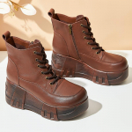 GKTINOO Retro Moteri&scaron;ki Platforminiai Batai Rudeniui Apvalus Pir&scaron;tas Natūrali Oda Plei&scaron;tas Kulnas Ankle Boots Moteri&scaron;ki Rankų Darbo Laisvalaikio Batai 5