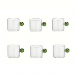 6 vnt. Espresso puodeliai su rutuliuko formos rankenėle Mini kavos puodeliai Kar&scaron;čiui atsparus arbatos puodelis Stiklinis gėrimo puodelis Gėrimų indai 100 ml/3,38 oz 51-100ml