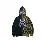 Ape Bape Maudymosi striukė Shark Head Camo su pilnu užtrauktuku Hoody Ilgomis rankovėmis Drabužiai L juoda