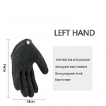Žvejybos pir&scaron;tinės nuo slydimo apsaugo ranką nuo pradūrimo įbrėžimų Žvejo profesionalas gaudo žuvis Latekso medžioklės pir&scaron;tinės Black left hand
