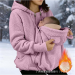 Moterims Fleece su gobtuvu striukė 2 viename nė&scaron;čiosioms slaugos bliuzonas su ne&scaron;iokle Hoodie Užtrauktukas &Scaron;ilta žiemos vir&scaron;utinė apranga Paltai XXL rožinė