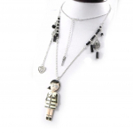 Les Tr&eacute;sors De Lily [H9856] - Collier Sautoir Cr&eacute;ateur 'Mangas' gris beige