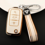 TPU automobilio atverčiamas raktų dėklo dangtelis, skirtas Volkswagen VW Polo Golf Passat Tiguan Beetle Caddy T5 Up Eos Skoda Octavia Seat Leon Altea raktų pakabuko priedai key case set 1