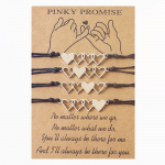 2/3/4x Pinky Promise Heart apyrankės, skirtos poroms, merginoms paauglėms su reguliuojama norų kortele atitinkančia draugystės apyranke 4