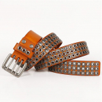 Sunkaus metalo kaubojų punk diržas natūralios odos hiphopo diržai vyrams Cross Rivet Jeans diržas vyri&scaron;kas dirželis Ceinture Homme 120cm žemės geltona spalva
