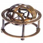 Žalvarinė armiliarinė sfera su stovu, 9 cm auk&scaron;čio steampunk, piratų arba dekoracija