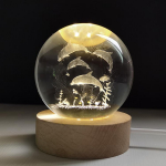 3D kri&scaron;tolinis rutulys kri&scaron;tolinė planeta, lazeriu i&scaron;graviruota Saulės sistemos gaublys, astronomija, gimtadienio dovana, stiklo sfera, namų dekoravimas White Light Base