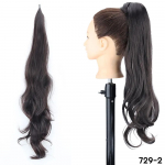LISI HAIR sintetiniai arklio uodegos priauginimai Lankstus apvyniojimas aplink plaukus arklio uodega netikras perukas Natūralus banguotas plaukas moterims 75cm