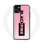 Coque pour Iphone 11 Pro Blackpink Groupe de K-pop Logo Noir Rose Fond Rose