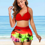 Moteri&scaron;kas maudymosi kostiumėlis su petne&scaron;ėlėmis Candy Colored Beach Print Bikini Tankini maudymosi kostiumėlis