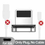 KUULAA magnetinio įkrovimo kabelis Greitas įkrovimas USB tipo C kabelis Magnetas Micro USB duomenų įkrovimo laidas Telefono kabelis skirtas iPhone USB laidui Only Plug For iPhone pilka
