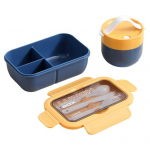 Maisto klasės dviejų skyrių piknikas Vieno sluoksnio mokinių mokyklinių pietų dėžutė biuro studentei Bento Box sriubos puodelis mėlyna