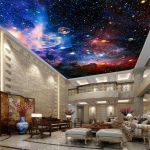 Lubų tapetai &Scaron;iuolaikiniai 3D tapetai Kosminis žvaigždėtas dangus erdvės tapetai Svetainės tema Hotel Sienų tapetai 350 cm(W) x 245 cm(H)