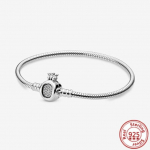 Karūnos gyvatės grandinėlė, 100 % 925 sterlingų sidabrinė apyrankė, saugios &scaron;irdies karoliukai, žavesiai 20cm