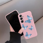 Drugelis ra&scaron;tuotas mink&scaron;tas silikoninis dėklas, skirtas Samsung A55 A35 Xiaomi Redmi Note 13 Pro 13C iPhone Huawei Honor Realme fotoaparato apsauginis smūgiams atsparus dangtelis Samsung Galaxy S9 Plus mėlyna