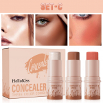 3 vnt kontūravimo lazdelių rinkinys Veido kontūro lazdelės &scaron;e&scaron;ėlių lazdelės skaistalų lazdelė 3-in-1 Perfect Concealer Stick Visi&scaron;kai dengiantis, kvėpuojantis ir lengvas C