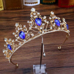 Kalnų kri&scaron;tolinis vestuvinis galvos apdangalas nuotakų plaukams papuo&scaron;alai Karali&scaron;kojo mėlynumo kri&scaron;tolo moterims Diadem Didelės Quinceanera tiaros ir karūnos nuotakoms