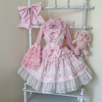 Japoni&scaron;ka gotikinė Lolita Suknelė Moteri&scaron;ka Kawaii Bow Bear nėriniuota suknelė ilgomis rankovėmis Princesės suknelė Helovino kostiumo dovana mergaitėms L