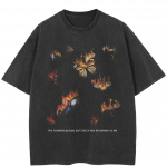 Streetwear drugelių grafikos juodi mar&scaron;kinėliai medvilniniai unisex vir&scaron;ūnės vasariniai mar&scaron;kinėliai trumpomis rankovėmis M juoda