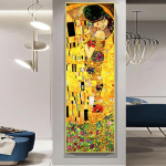Gustavo Klimto bučinys drobės paveikslas sienų menas abstraktus auksinis besibučiuojančios poros plakatas ir spaudinys svetainei modernus namų dekoras 20*40cm No Frame