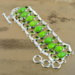 Dovana Jai 925 Sidabras Natūralus Žalias Turkis Grandinėlė Reguliuojama Apyrankė Adjustable