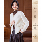 Sishuinianhua Women's Simple Elegant Short Wool Blend Coat XL