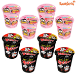 Samyang kar&scaron;to vi&scaron;tienos skonio ramen mažame puodelyje (2 skirtingų skonių mi&scaron;inių pakuotės) Original4+Carbo4