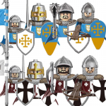 Suderinami MOC Viduramžių statybinių kaladėlių personažai Kariai Drakonų riteriai Juodasis liūtas Erelis Žaislas Dovana Kaladėlės Ūkininkas Karys X048