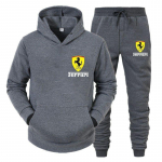 Ferrari Kostiumas Pavasario ir Rudens Vyri&scaron;ki ir Moteri&scaron;ki Su Gobtuvu Džemperiai Asmeniniai Madingi Laisvalaikio Megztiniai s tamsiai pilka spalva
