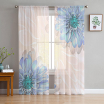 Dahlia akvarelės gėlė Permatomos užuolaidos namų langų dekoracijos Voile tiulio užuolaidos svetainei miegamojo virtuvei W135 x H115cm x1