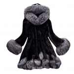 Dirbtinio kailio gobtuvu paltas moterims ilgomis rankovėmis atviras priekis fliso striukė žiemos &scaron;iltas pūkuotas apvadas pūkuoti vir&scaron;utiniai drabužiai 2XL juoda