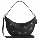 Coach Juodos Odos Žvaigždžių Spaudos Konvertuojama Pusmėnulio Formos Peties Rankinė Kasdieniam Naudojimui Basic Set (Bag+Dust Bag)