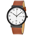 SKAGEN Ancher Baltas ciferblatas Vyri&scaron;kas odinis laikrodis Moteri&scaron;kas kvarcinis laikrodis Nerūdijantis plienas 30m 40mm data SKW6297 balta