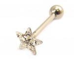 Les Tr&eacute;sors De Lily [L4503] - Barbell acier 'Etoile' blanc balta