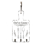 Les Tr&eacute;sors De Lily [Q4794] - Accroche torchons bois 'Messages' blanc (Chef en cuisine) - 35x18 cm (3 accroches) balta