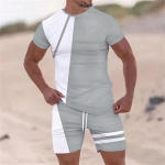 Vyri&scaron;ki drabužiai mar&scaron;kinėliai, kostiumai, spalvoti sportiniai kostiumai, blokiniai kaklo, lauko trumpomis rankovėmis, 2 vnt Drabužiai pavasario ir vasaros XXL