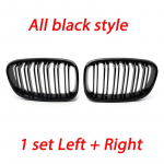 Auk&scaron;tos kokybės automobilio priekinio buferio inkstų grotelės, skirtos BMW 1 serijos F20 F21 2011 2012 2013 2014 keičiamos dvigubos juostos juodos All Black