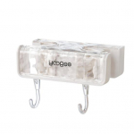 &Scaron;luostės laikiklis Dviejų galų &scaron;luostės segtukas be &scaron;luotos, vietos taupantis vonios kam&scaron;telis su kabliuku namams balta