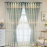 Namų dekoras Dvisluoksnės tamsios užuolaidos svetainei Europos reljefinės gėlės perlais i&scaron;siuvinėtos tiulio užuolaidos 2PC W420cm x L270cm