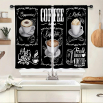 2 skydai sodybos vintažinės virtuvės užuolaidos trumpos mažos juodos baltos kaimi&scaron;kos Retro kaimo kaimo strypo ki&scaron;eninės užuolaidos kavinės užuolaidos W50xH130(CM)x2PCS-Rod pocket