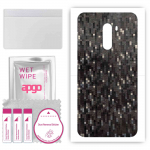 apgo Protective Skin Sticker for the back compatible with Xiaomi Pocophone F1, Wrap Film, Foil, Vinyl - Pattern Carbon Black Pixel