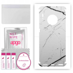 apgo Protective Skin Sticker for the back+sides compatible with Huawei Mate 30 Pro, Full Wrap Film, Foil, Vinyl - Pattern White Marble