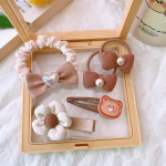 5 vnt./rinkinys Puikus Toddler Girl Galvos apdangalas Kawaii Cartoon Animal Hair Clip for Baby Milk Coffee Color Series Kid Hair Pin Lovely Gift