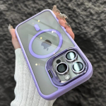 Prabangus magnetinis smūgiams atsparus telefono dėklas, skirtas iPhone 16 15 14 13 12 11 Pro Max Plus Funda stovo stiklo objektyvo apsauga galinis dangtelis iPhone 16 &scaron;viesiai violetinė spalva