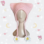 Nauja rankų darbo nerta juokingų ragų ir ki&scaron;kio ausų balaklava Adult 57-59cm