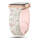 Gėlėmis i&scaron;graviruotas dirželis Apple laikrodžio apyrankei 46 mm 49 mm 45 mm 44 mm 42 mm 41 mm 40 mm 38 mm silikoninė sportinė apyrankė iWatch Series 10 SE 9 8 7 6 Ultra 2 38mm 40mm 41mm