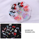 &bdquo;Aurora Bow Resin Love&ldquo; nagų dailės rinkinys su slyvų žiedais ir deimantiniais akcentais QGMH-005